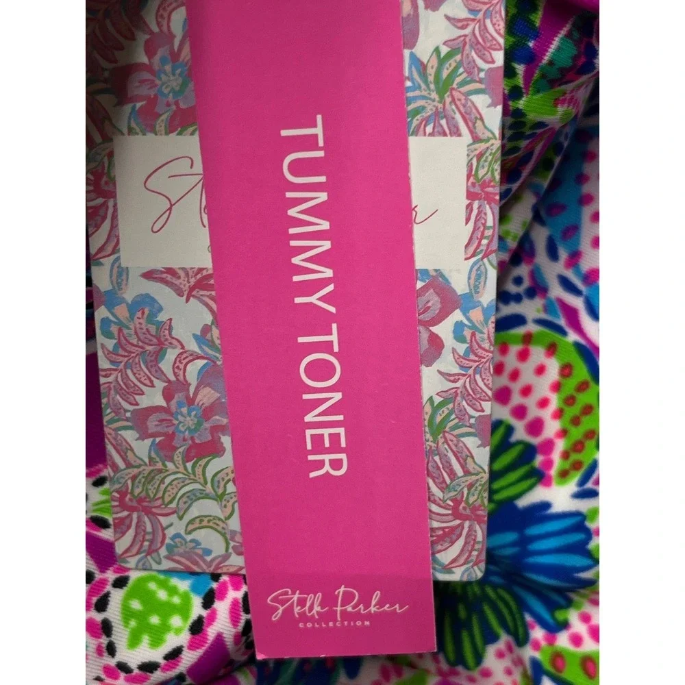 Stella Parker Floral Swim Dress Pink Multi Tummy Toner One Piece Swimsuit L NEW - Picture 3 of 12